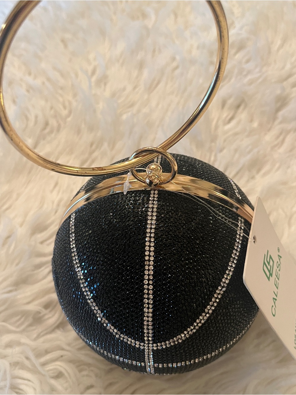Black Rhinestone Basketball Wristlet Clutch